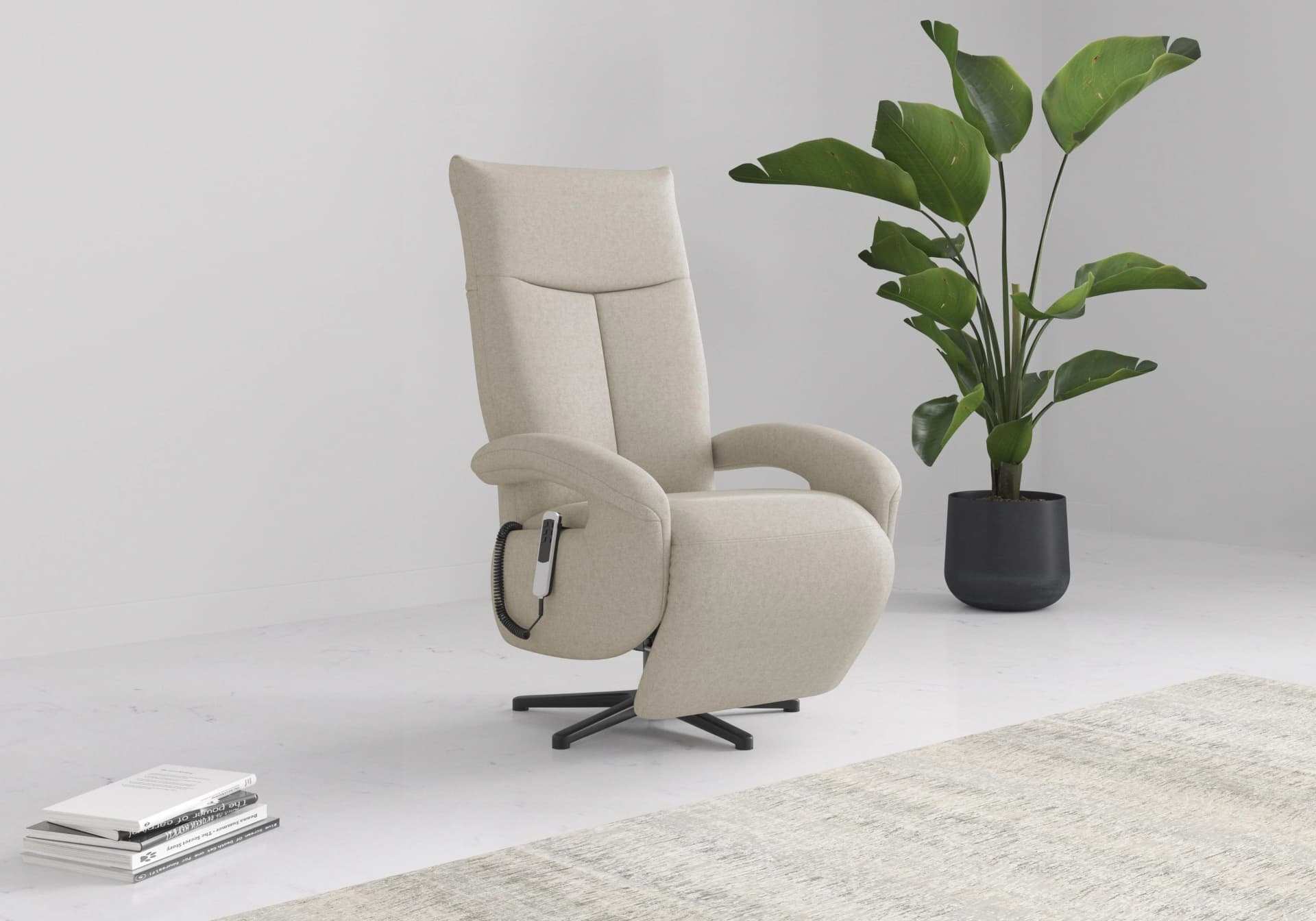 Sit & More TV-Sessel Zoe mit Kopfteilverstellung & 360-Grad-Drehfunktion Creme