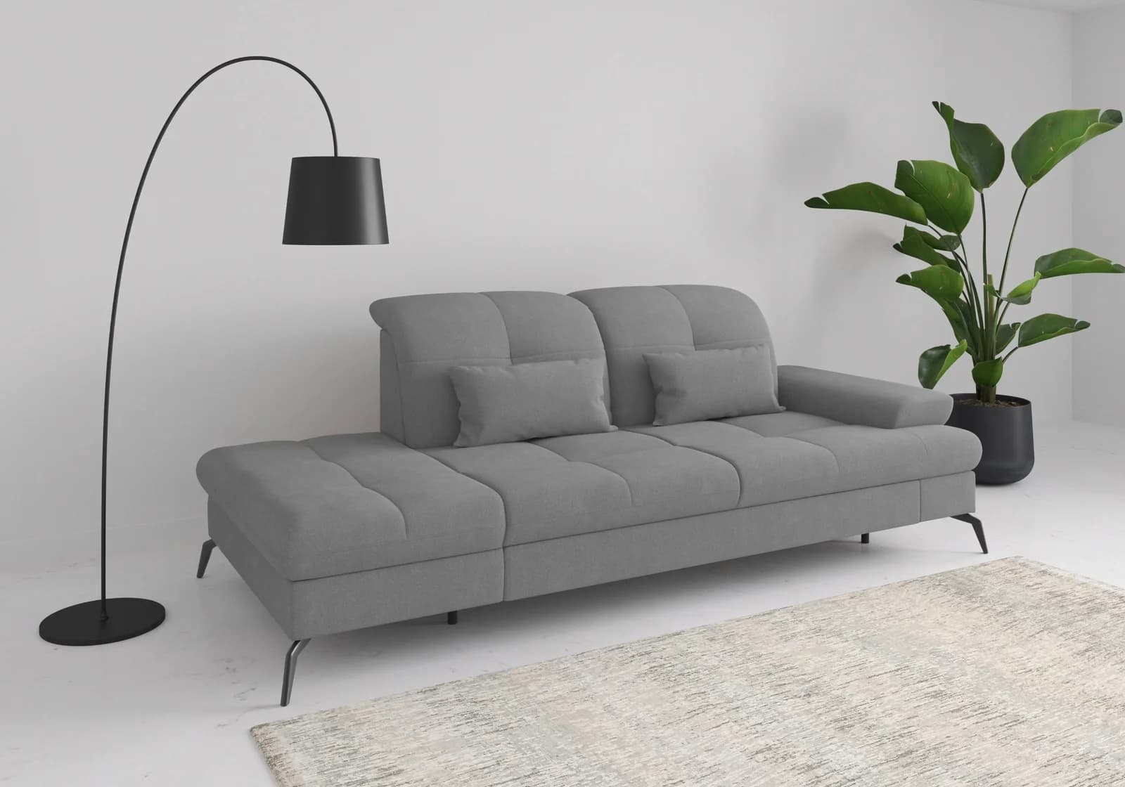 Recamiere SIT & MORE Amica Grau mit Sitztiefenverstellung