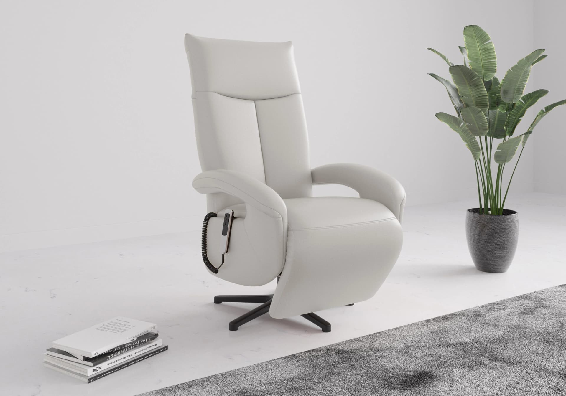 SIT & MORE TV-Sessel Amica weiß mit Kopfteilverstellung & Drehfunktion