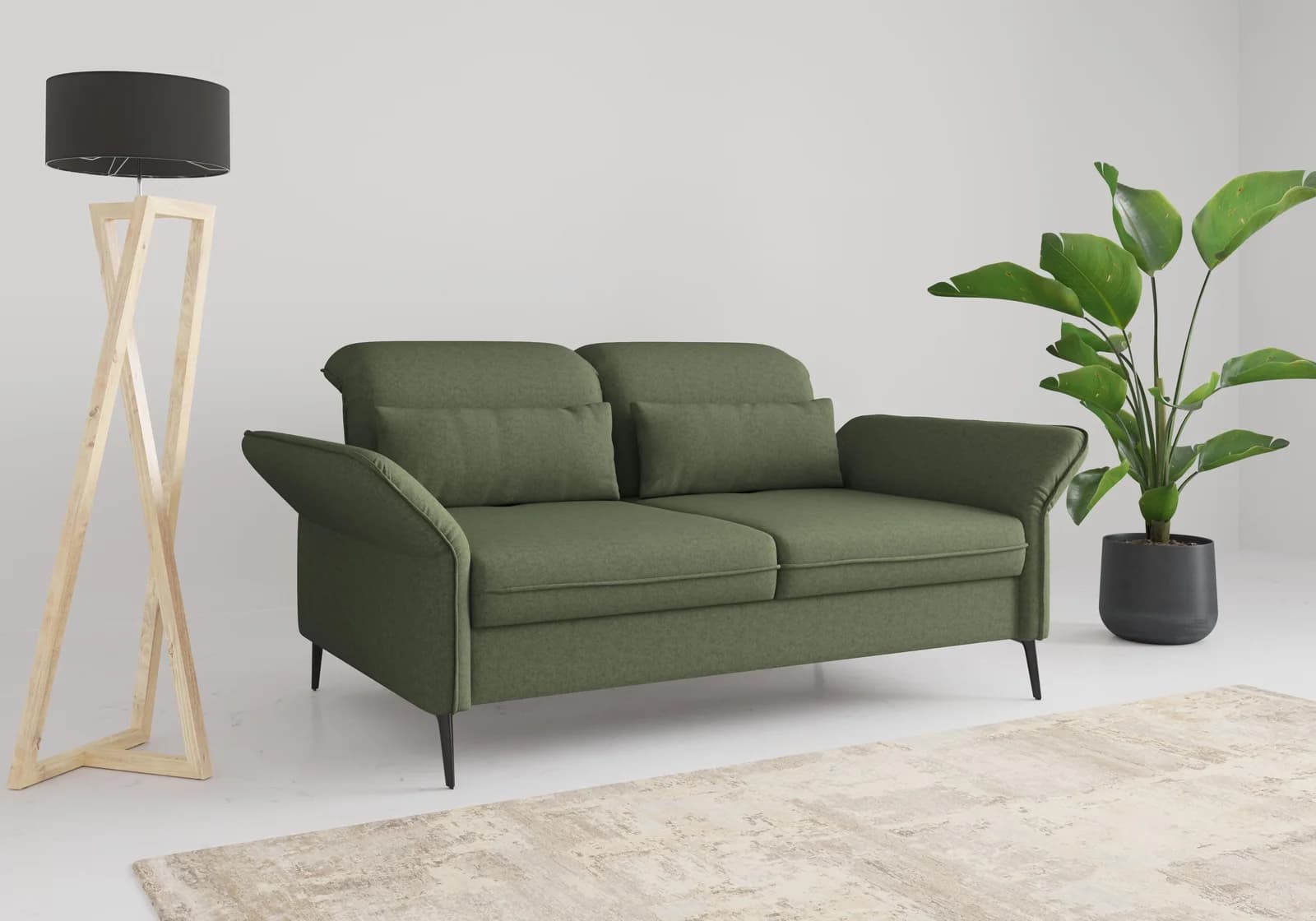 SIT & MORE Sofa Emely 2,5-Sitzer mit Sitztiefenverstellung Olive