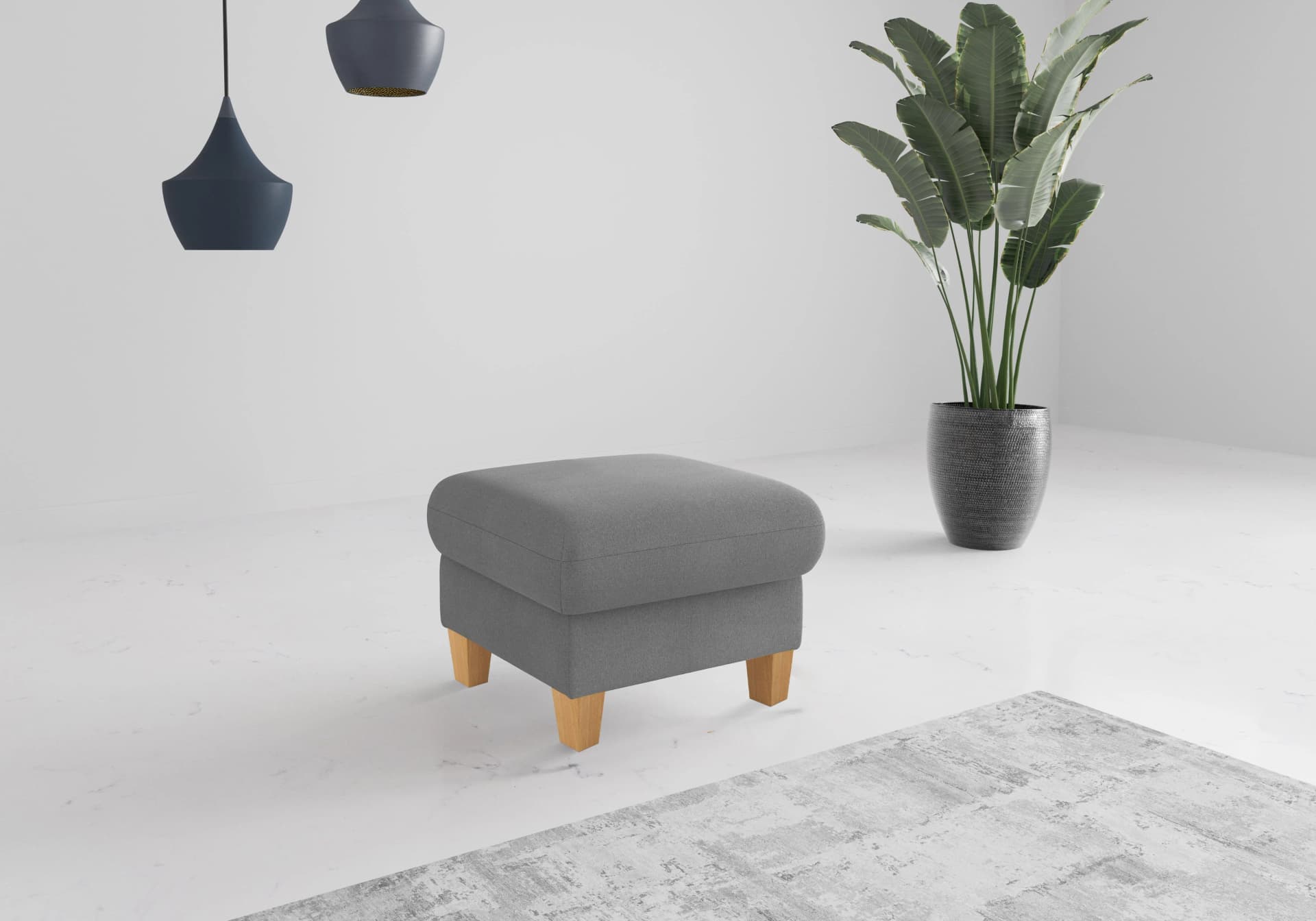 Home Affaire Polsterhocker Rochelle Grau mit Stauraum und Holzbeinen