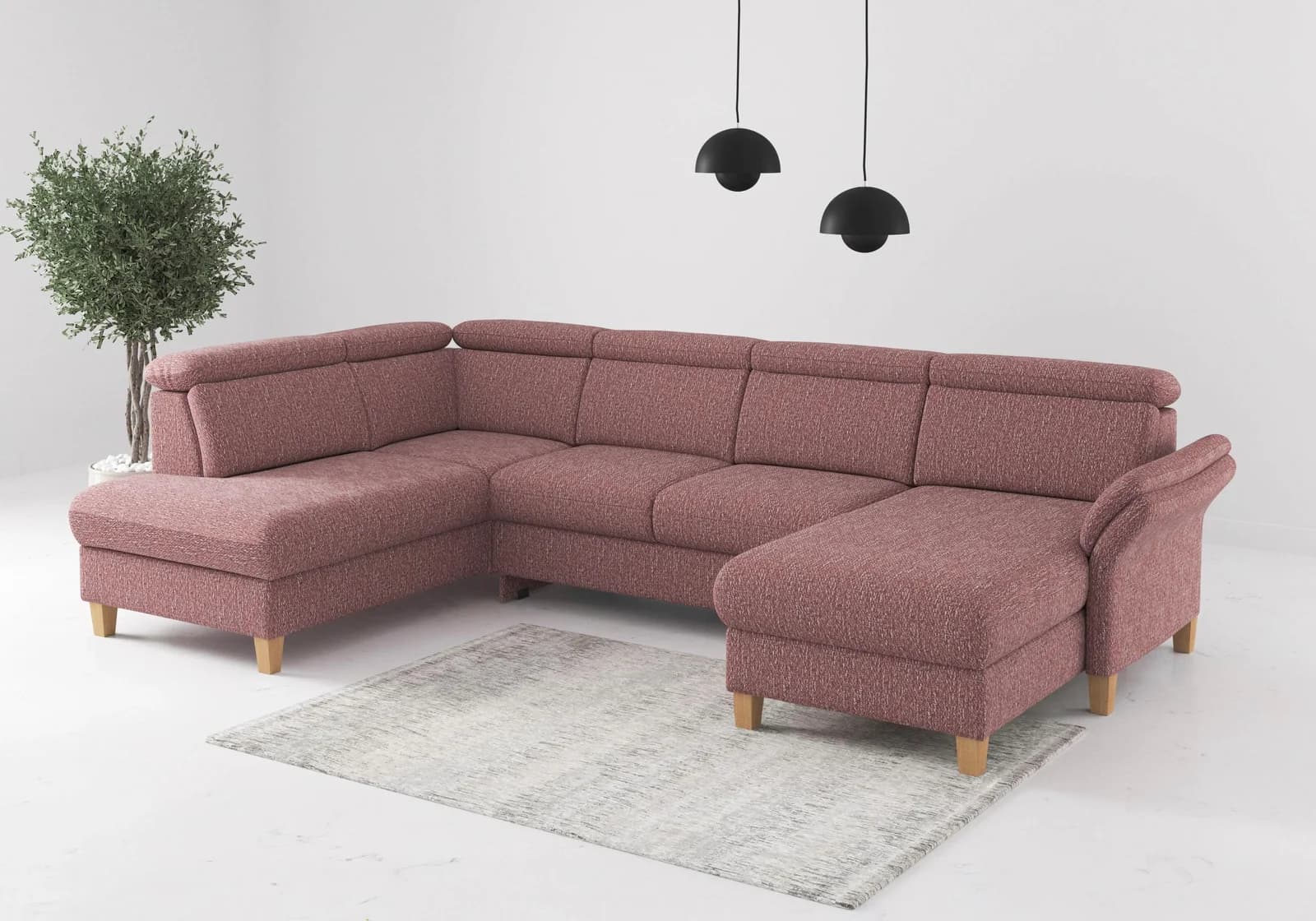 Home Affaire Wohnlandschaft Glendale U-Form Aubergine Sofa