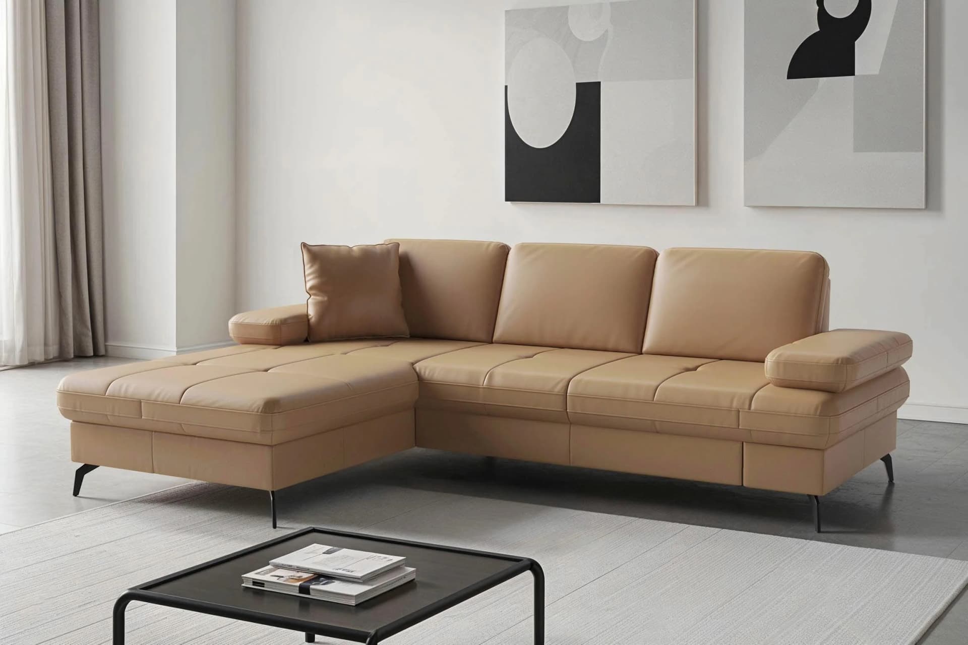 SIT & MORE Ecksofa Morris Jubi Cappuccino Armteilfunktion