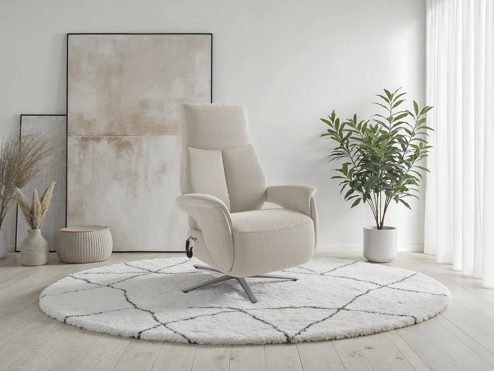 SIT & MORE TV Lazy Sessel Creme mit 3 Motoren & Aufstehhilfe