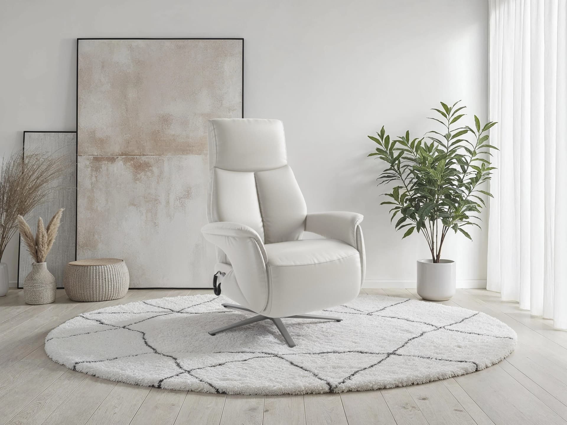SIT & MORE TV Lazy Sessel reinweiß elektrisch verstellbar mit Akku