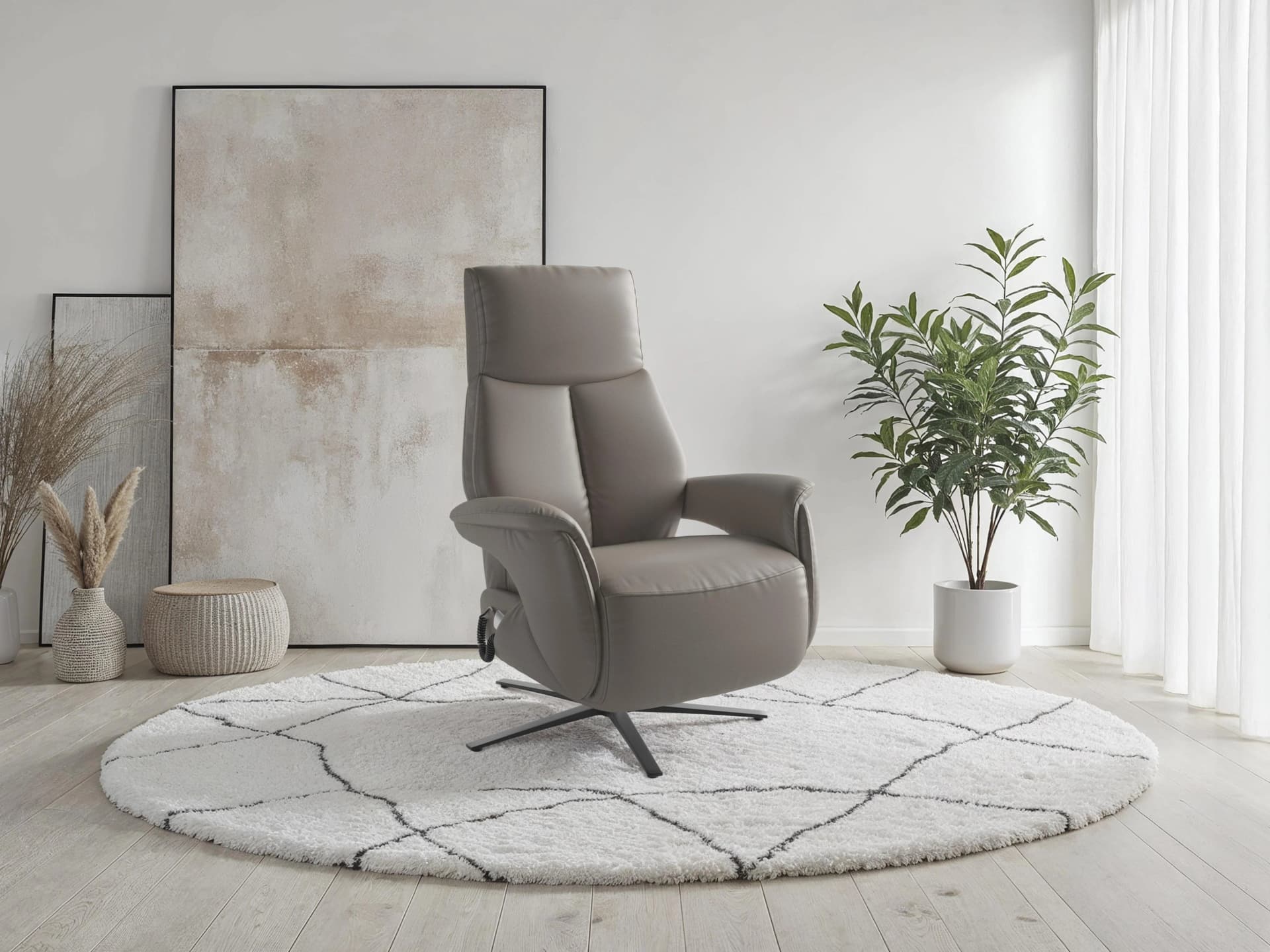 SIT & MORE TV Lazy Sessel elektrisch verstellbar NaturLEDER beige
