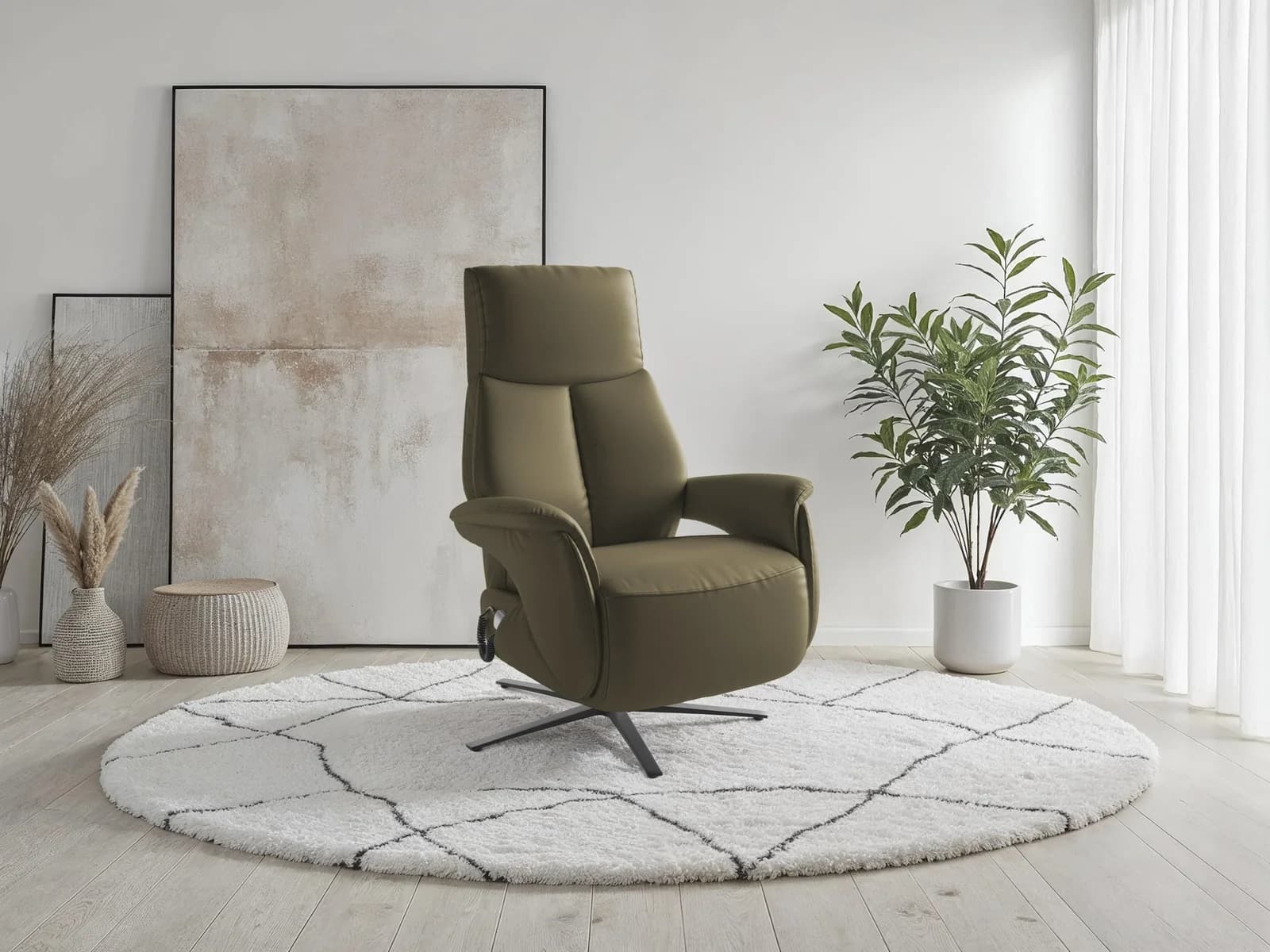 SIT & MORE TV Lazy Sessel elektrisch verstellbar olive