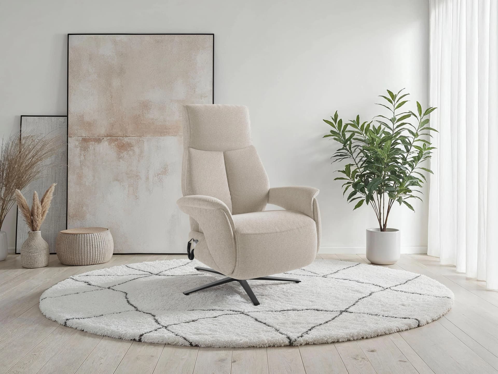 SIT & MORE TV Lazy Sessel elektrisch verstellbar Creme