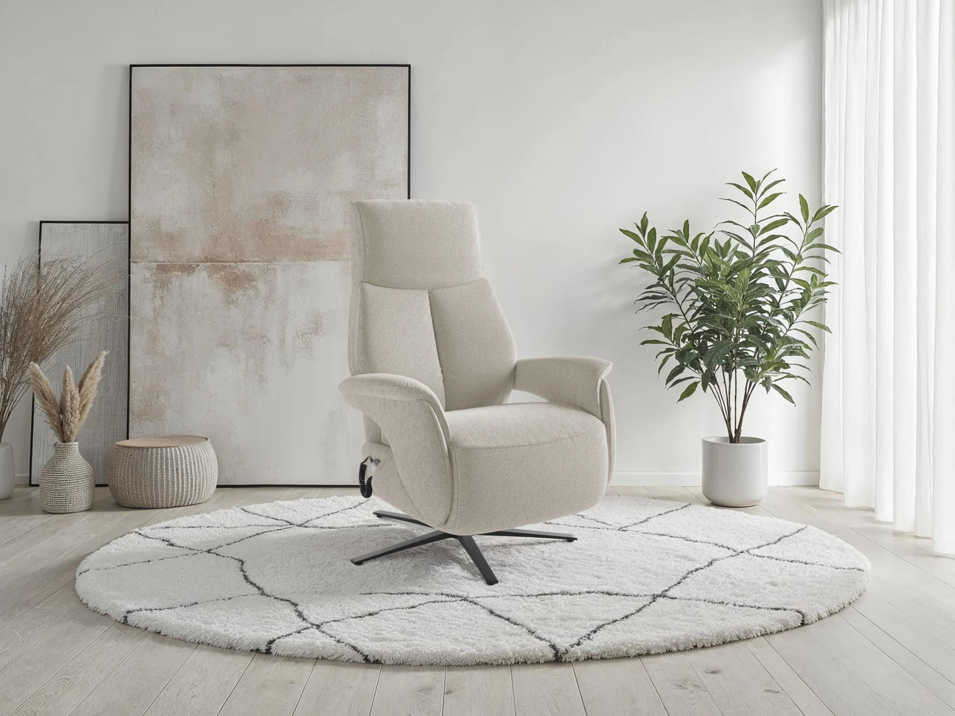 SIT & MORE TV Lazy Sessel Creme Elektrisch Verstellbar mit Aufstehhilfe