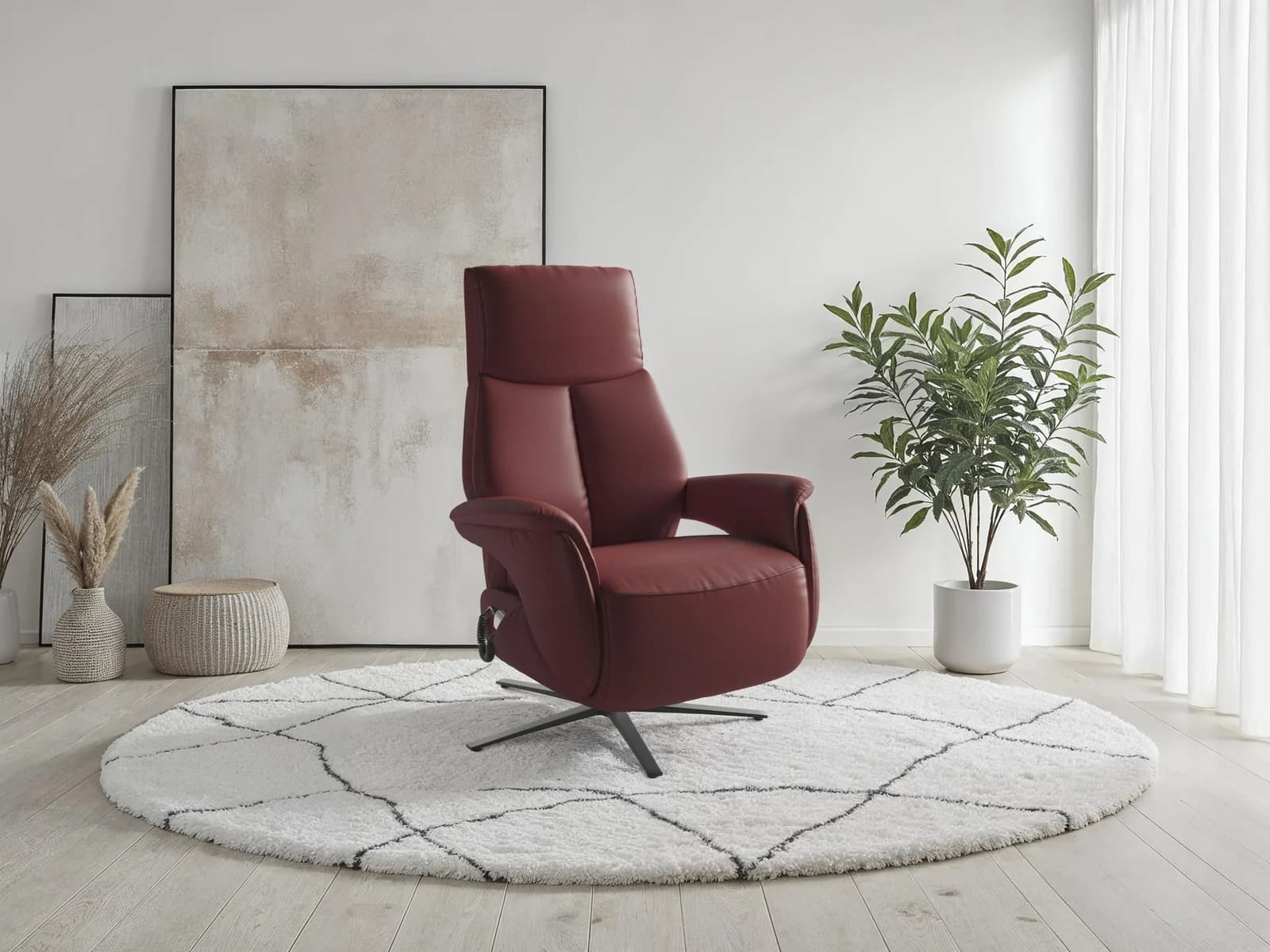 SIT & MORE TV Lazy Sessel Merlot mit 3 Motoren & Drehfunktion