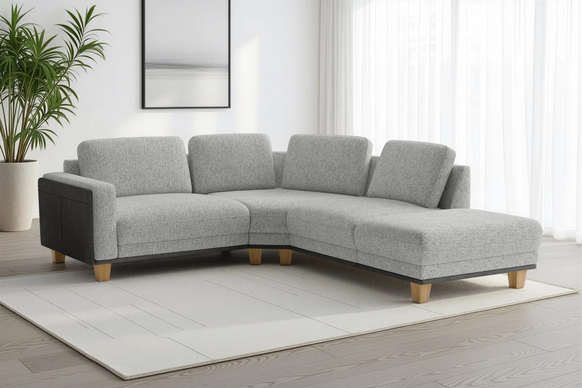 SIT & MORE Concept Ecksofa Silber Chenille Modern