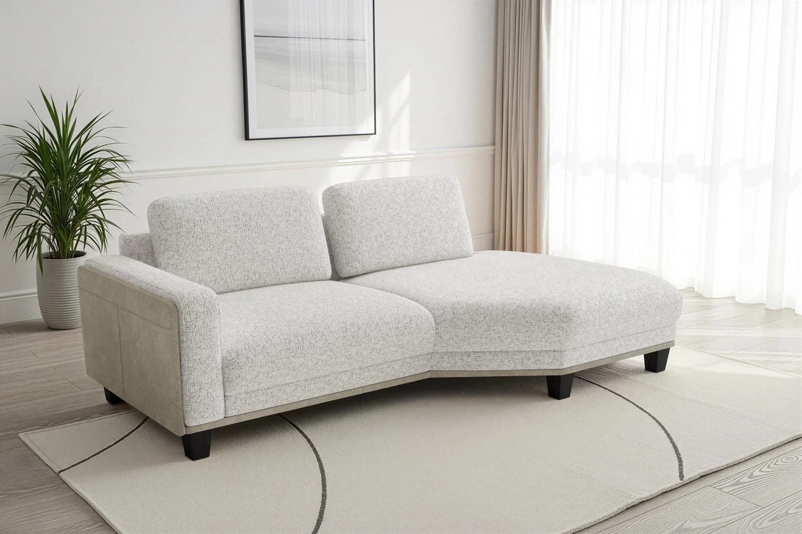 SIT & MORE Concept Ecksofa ivory mit Longchair rechts