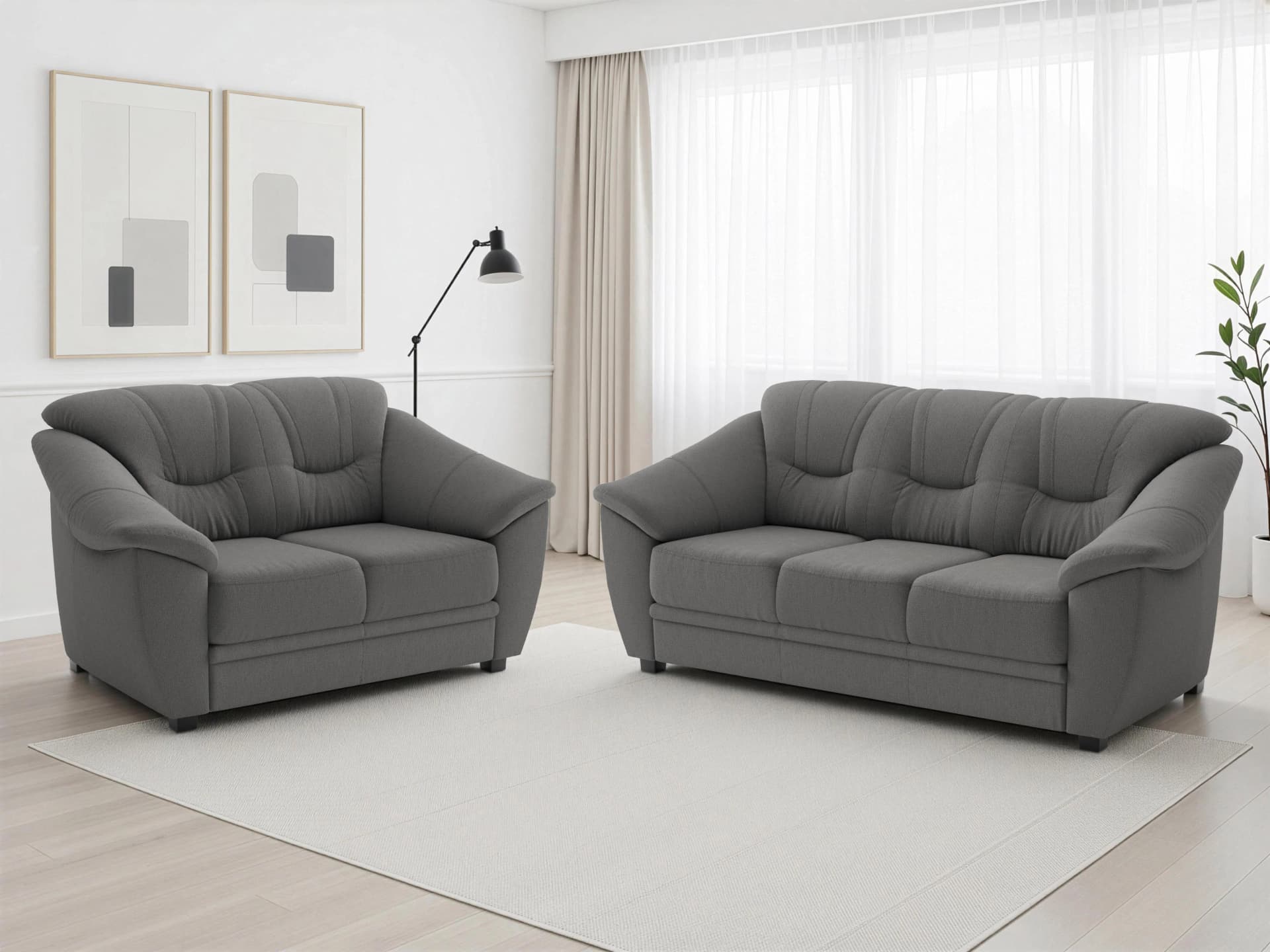 SIT & MORE Polstergarnitur Savona 2-tlg. Grau Naturleder
