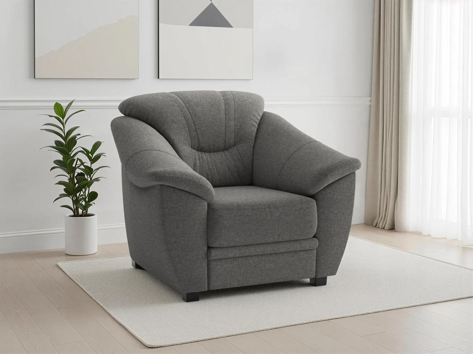 SIT & MORE Sessel Savona anthrazit mit Rückensteppung