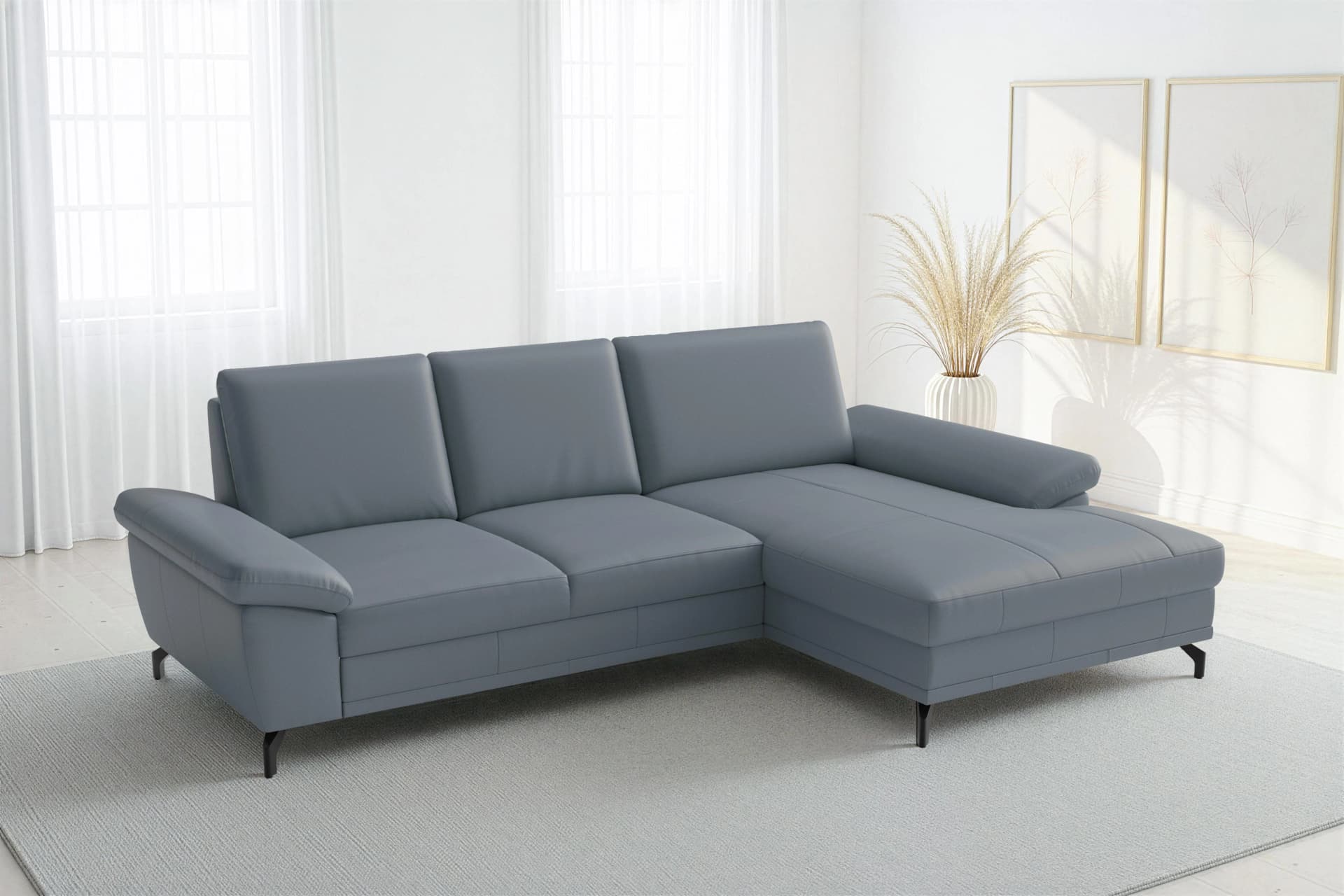 SIT & MORE Ecksofa Chelsea graublau mit Recamiere und Verstellfunktion