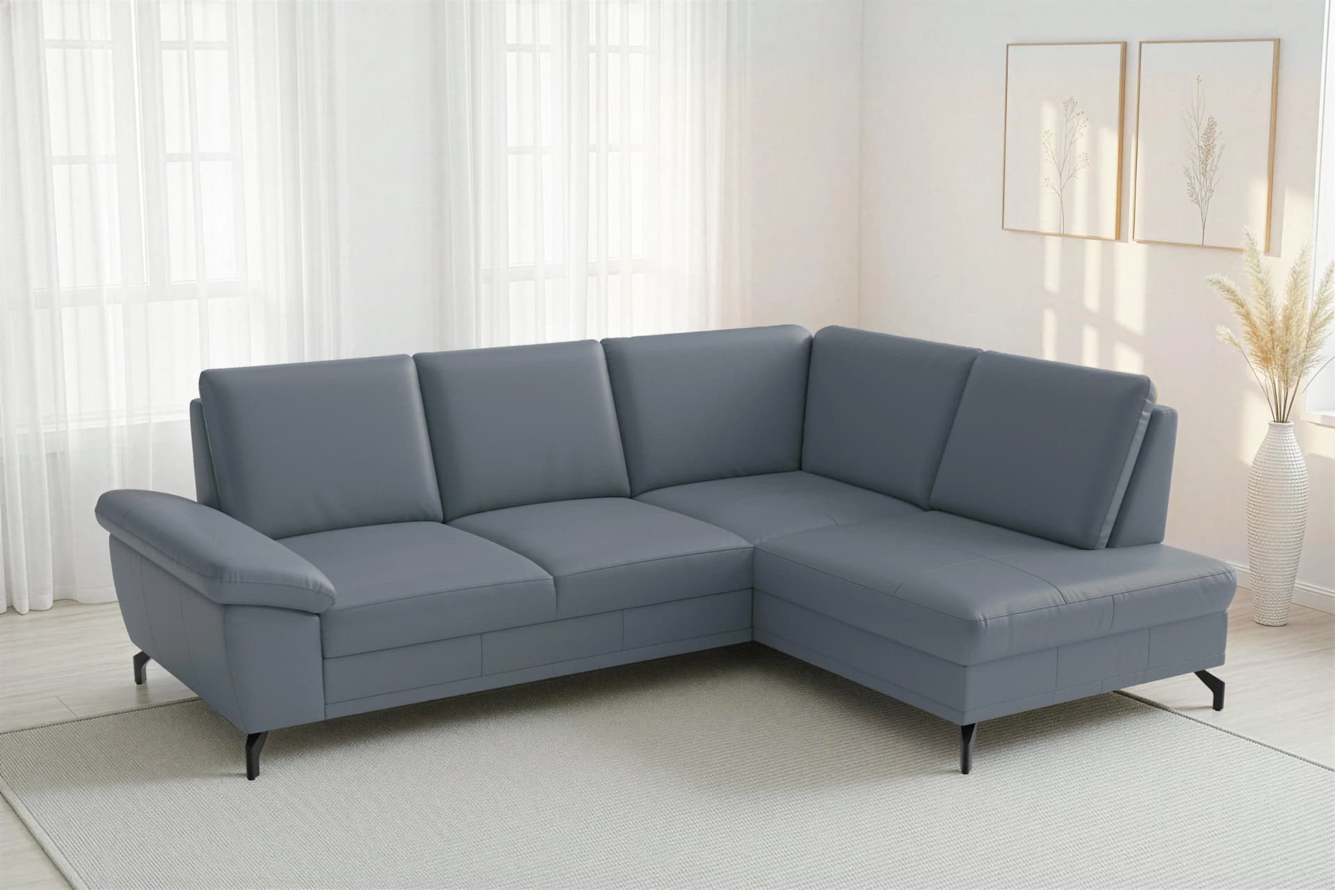SIT & MORE Ecksofa Chelsea graublau mit Sitztiefenverstellung