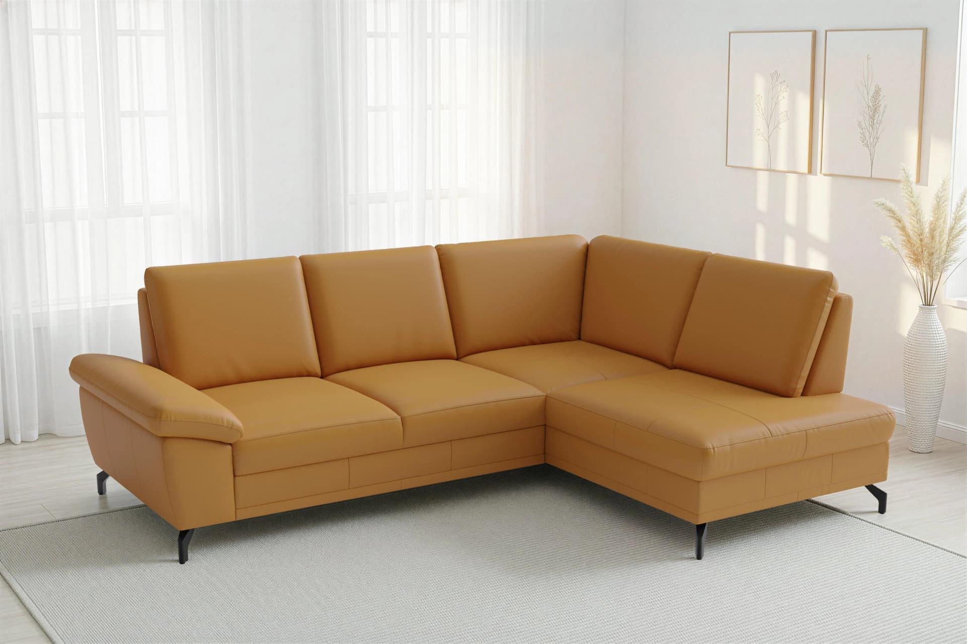 SIT & MORE Ecksofa Chelsea Curry NaturLEDER® mit Sitztiefenverstellung