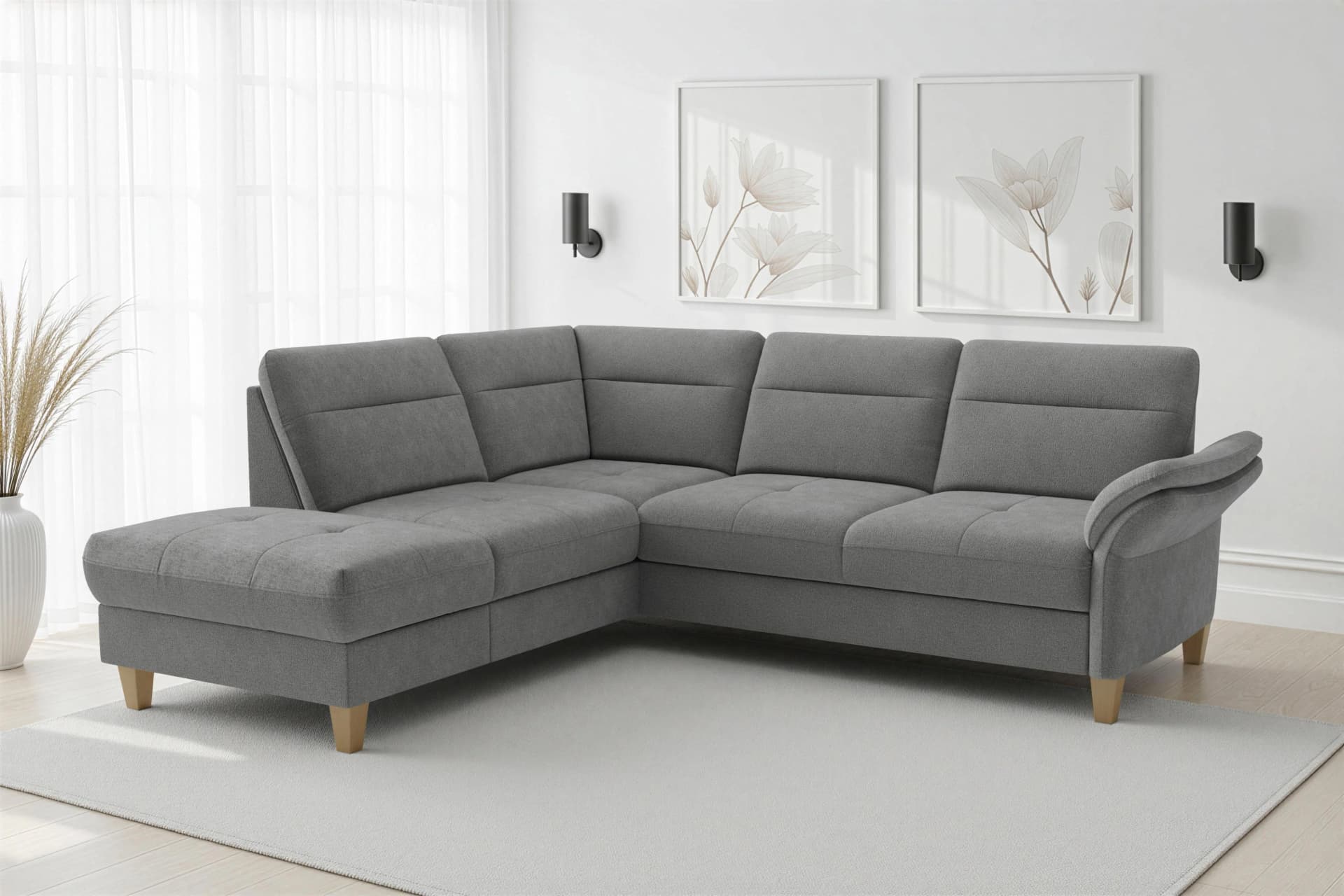 SIT & MORE Ecksofa Pamela Anthrazit Chenille mit Ottomane