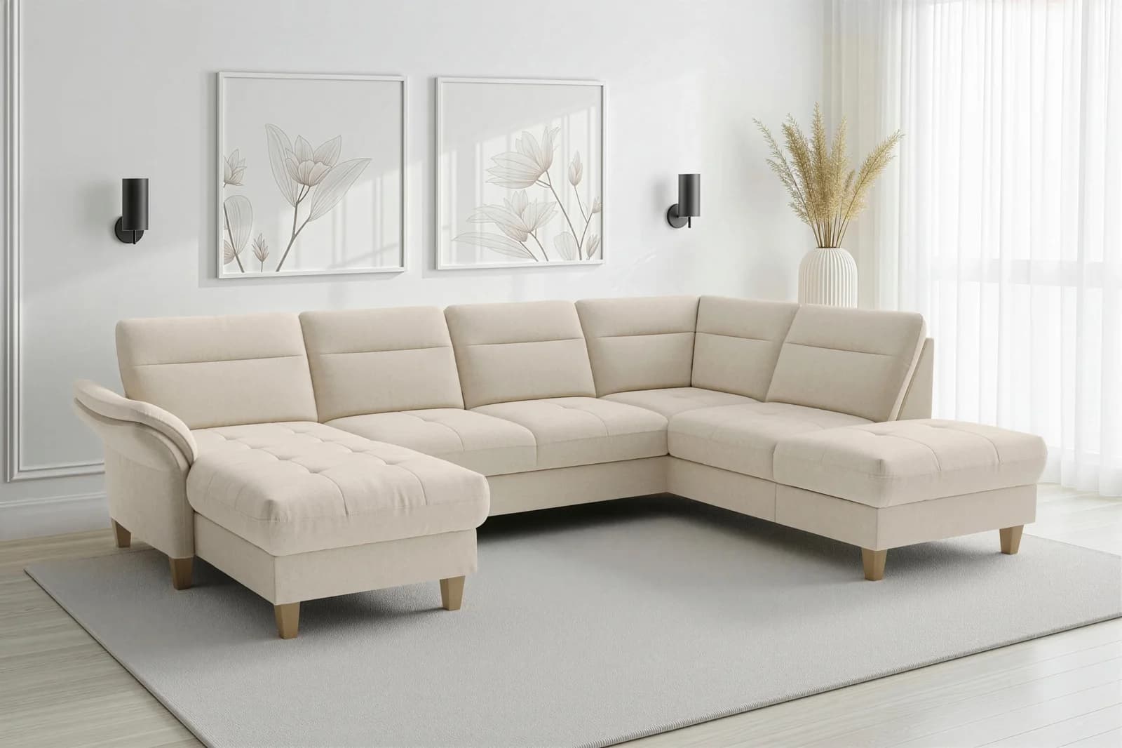 SIT & MORE Wohnlandschaft Pamela Creme Federkern
