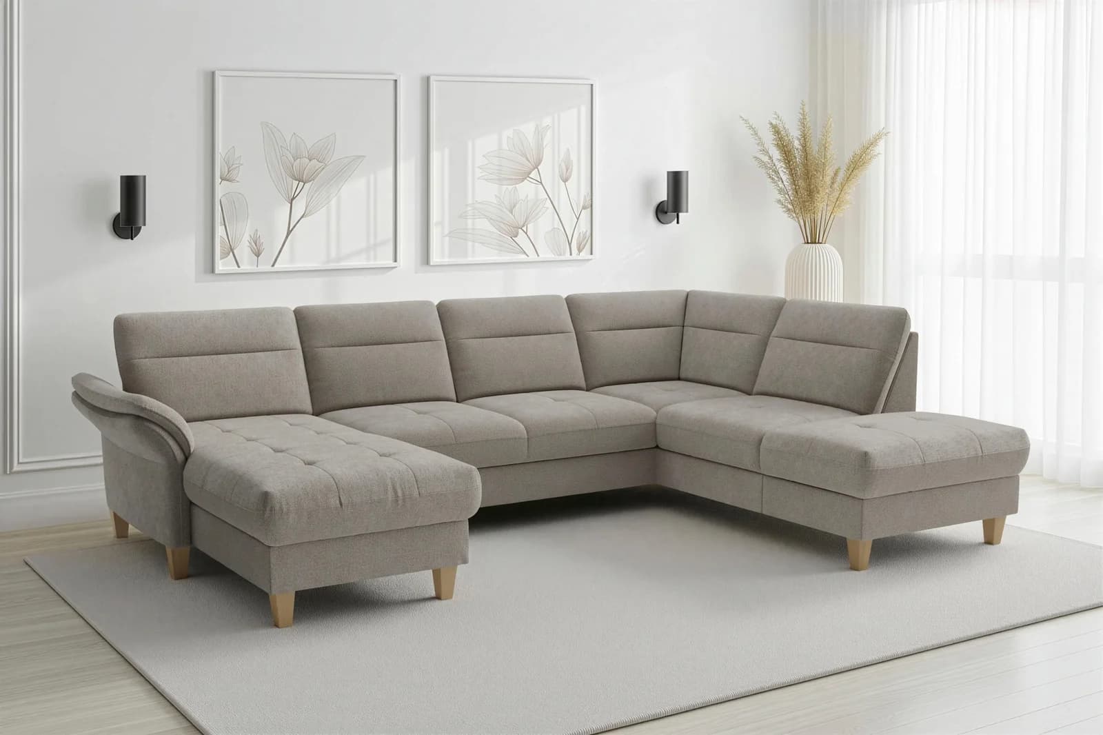 SIT & MORE Wohnlandschaft Pamela Chenille Stone
