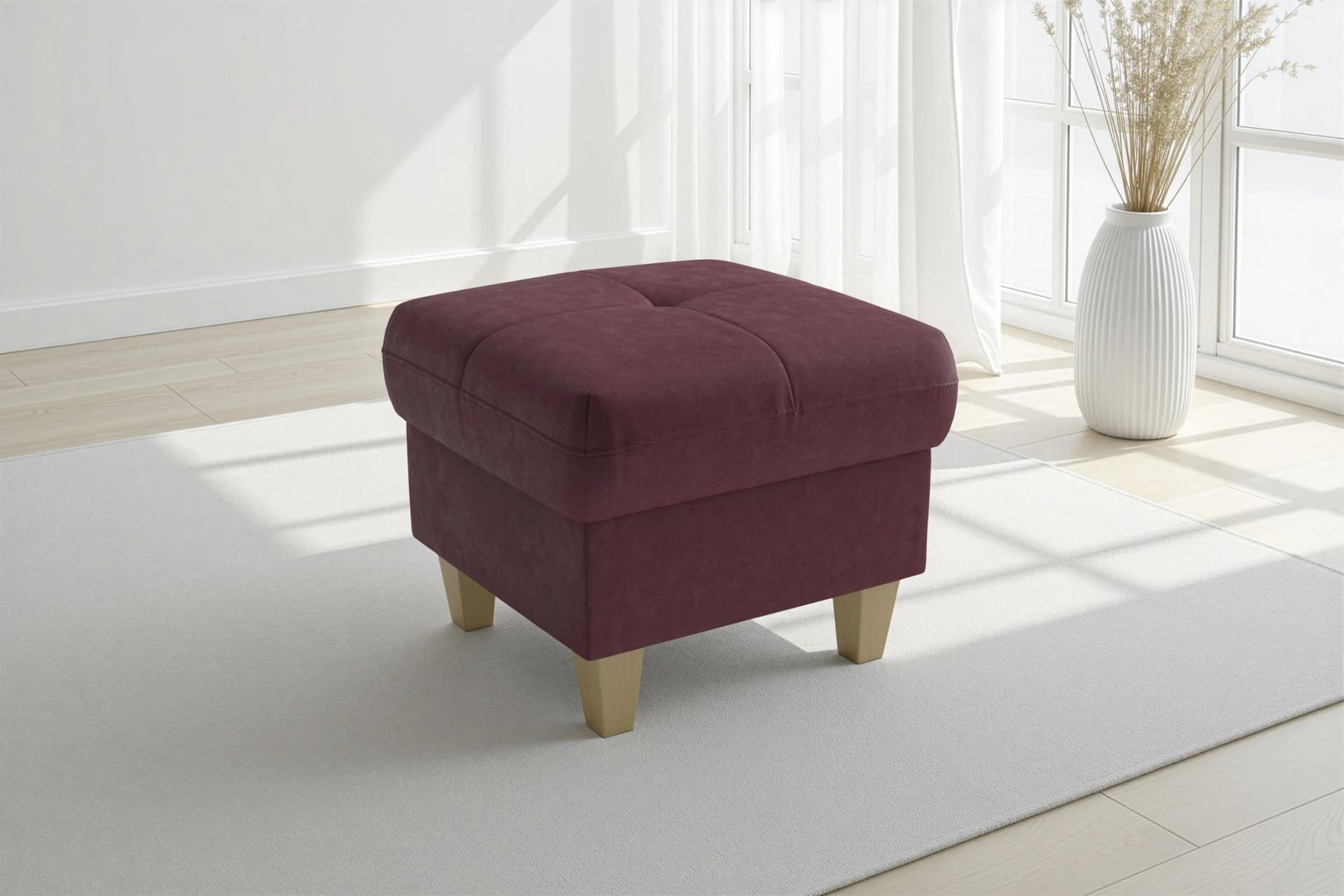 SIT & MORE Polsterhocker mit Stauraum Bordeaux Microfaser