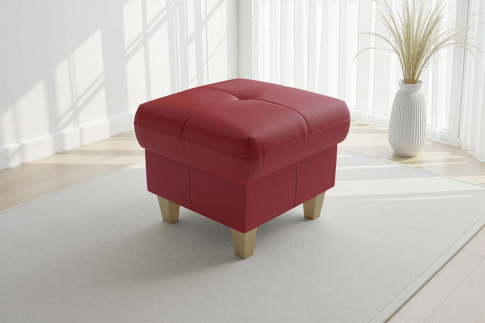 SIT & MORE Polsterhocker Pamela mit Stauraum rot