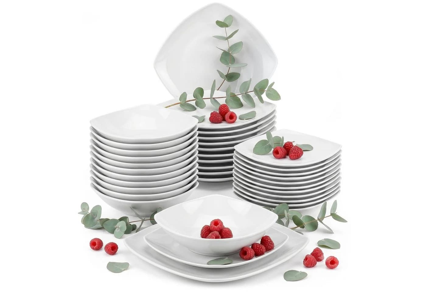 KONSIMO® Tafelservice CARLINA 36-tlg. Weiß Porzellan quadratisch