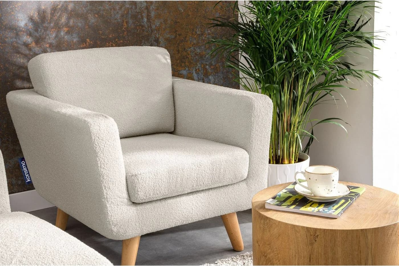 KONSIMO Sessel TAGIO Skandi-Stil Weiß Massivholz