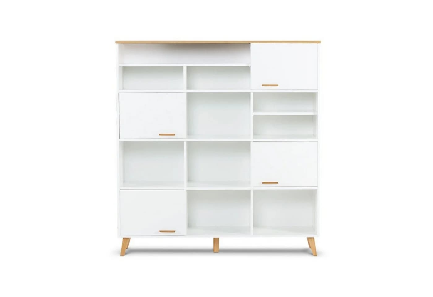 KONSIMO® Bücherregal FRISK 8 Böden 4 Türen Skandinavisch