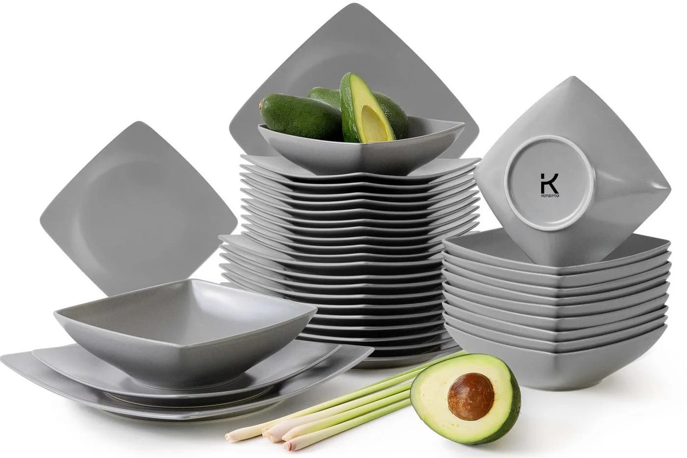 KONSIMO® Kombiservice EPIRI 36-tlg. Grau Hartkeramik Modern