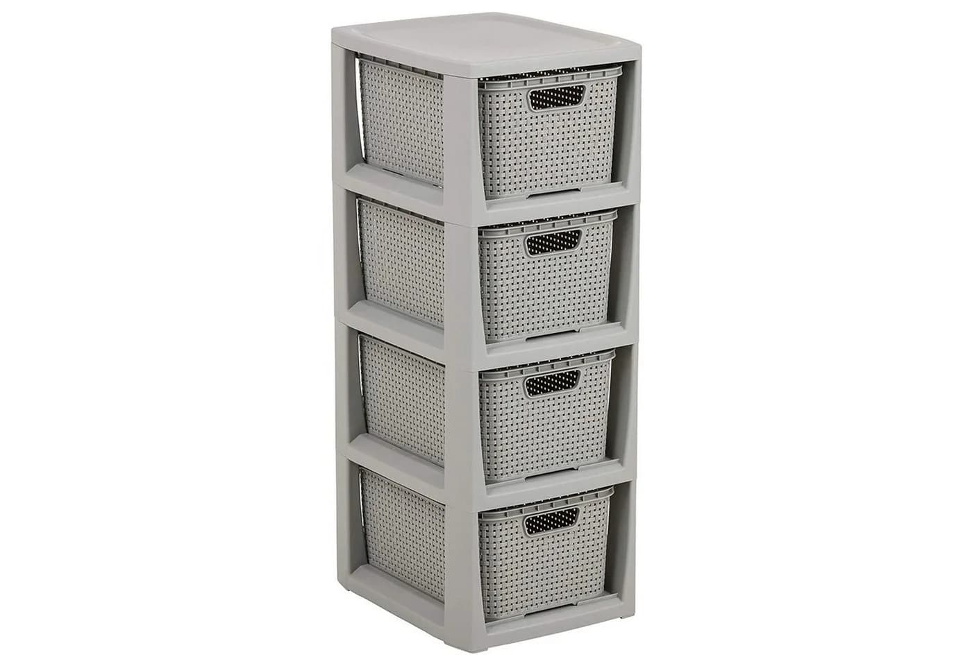 BranQ Badregal Grau Rattan-Optik mit herausnehmbaren Boxen