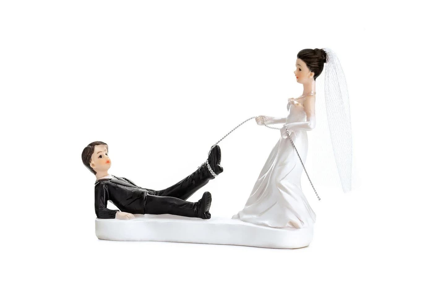 partydeco Tortenstecker Brautpaar mit Seil Weiß/Schwarz