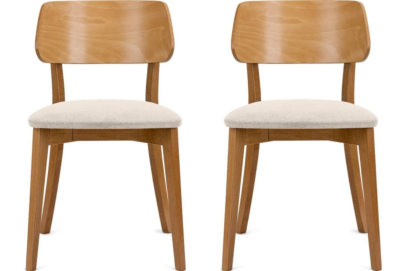 KONSIMO VINIS Holzstuhl Esszimmerstühle Skandinavisch Creme/Braun Velours