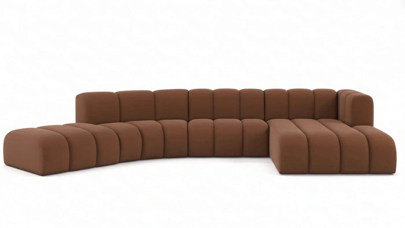 Kaiser Möbel Ecksofa Velours Grand L Round Modern Braun