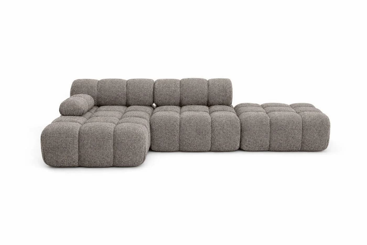 Kaiser Möbel Ecksofa Selia L mit Hocker, Braun, Bouclé-Stoff