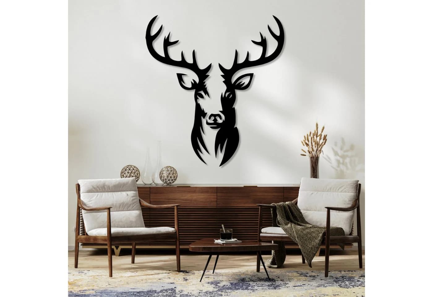 EYOKA Hängedekoration Hirsch 3D Wanddekoration MDF Schwarz