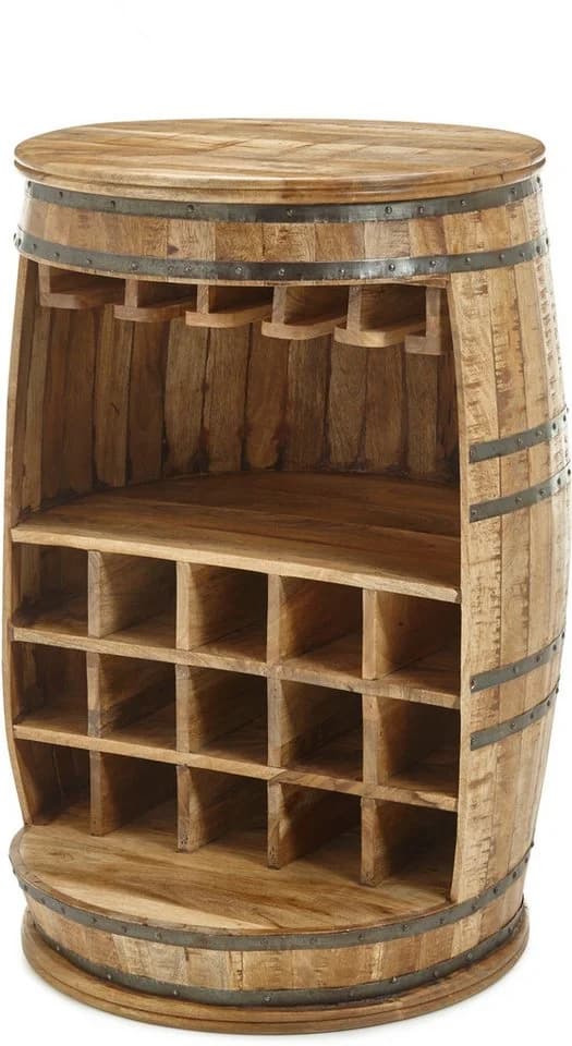 STOLKOM Bartisch Fiasko Mango Massivholz Rund Braun Vintage