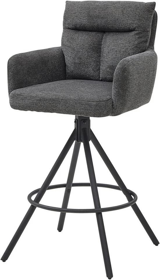 Barhocker STOLKOM Sofia Grau Schwarz 2er Set Drehbar