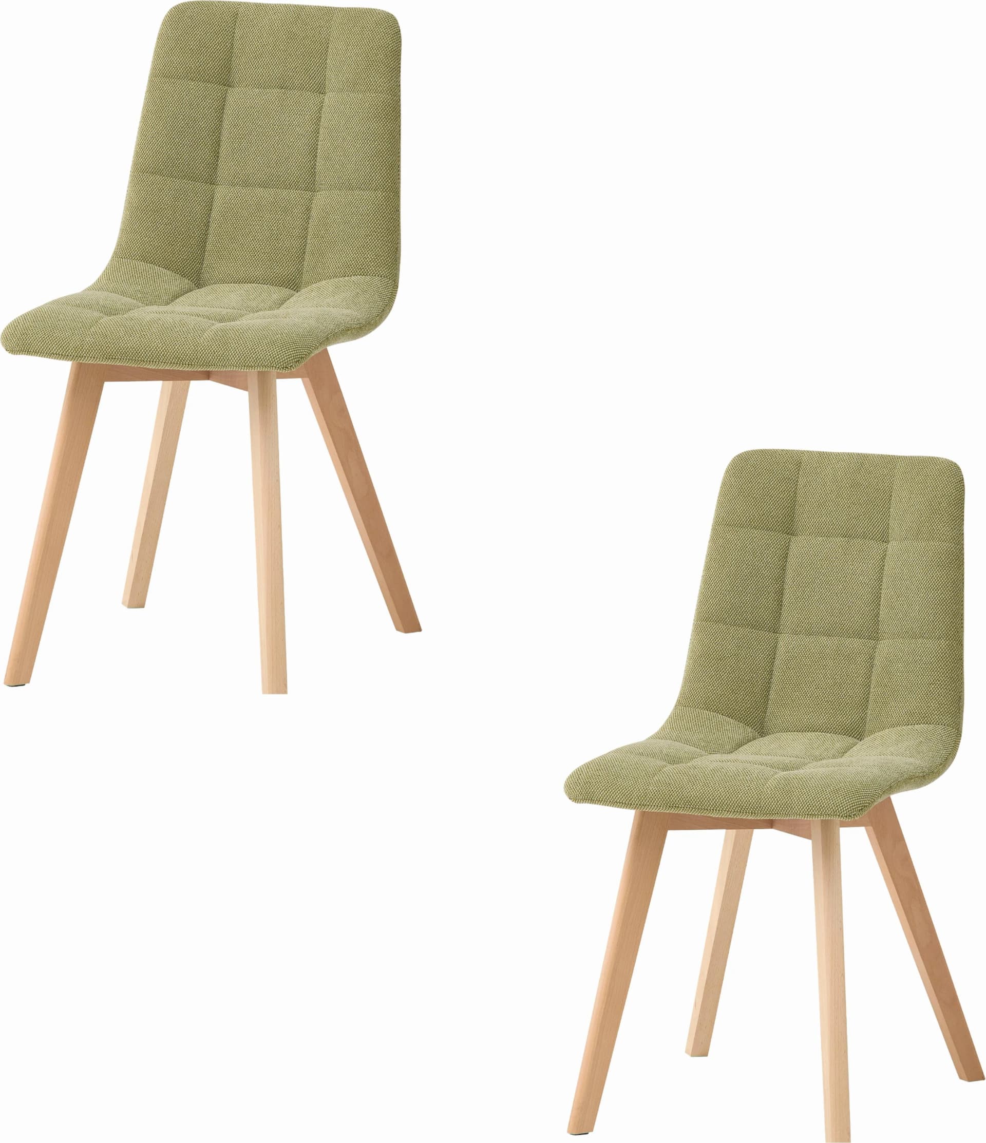 STOLKOM 4-Fußstuhl Massivholz Buche Grün Polyester