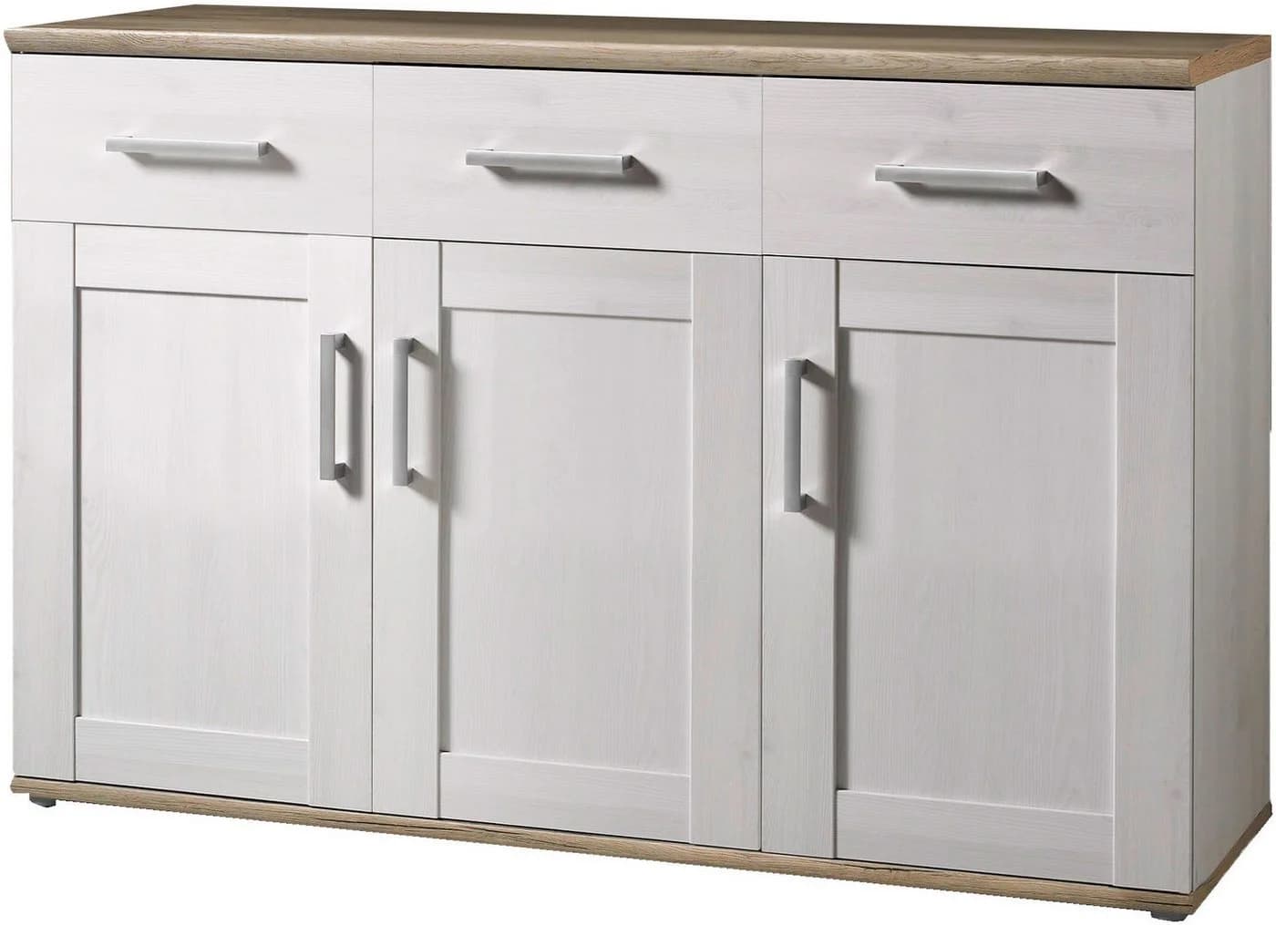 Xora Sideboard Weiß Lärche 3 Türen 3 Schubladen