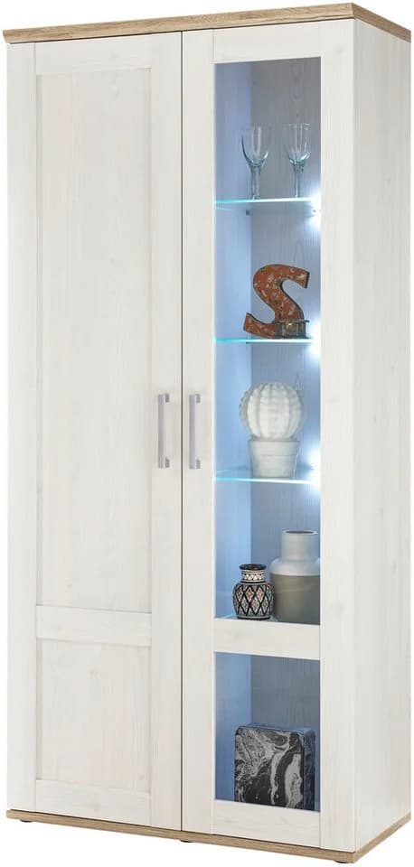 HBZ Vitrine Romance Weiß mit LED-Beleuchtung Landhausstil