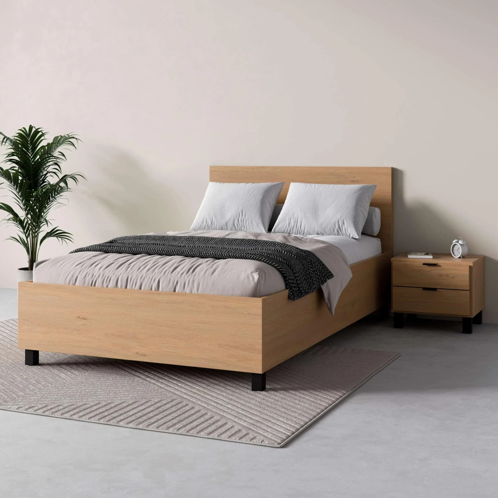 Bett VOX SIMPLE mit Bettkasten eiche 125x204 cm