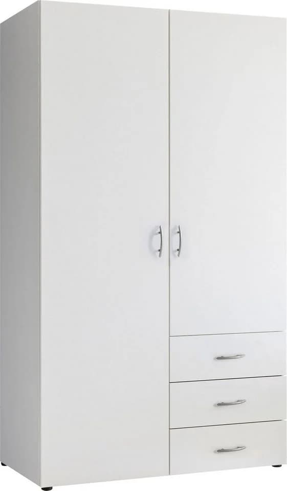 Schlafkontor Harry Drehtürenschrank Weiß mit 3 Schubladen