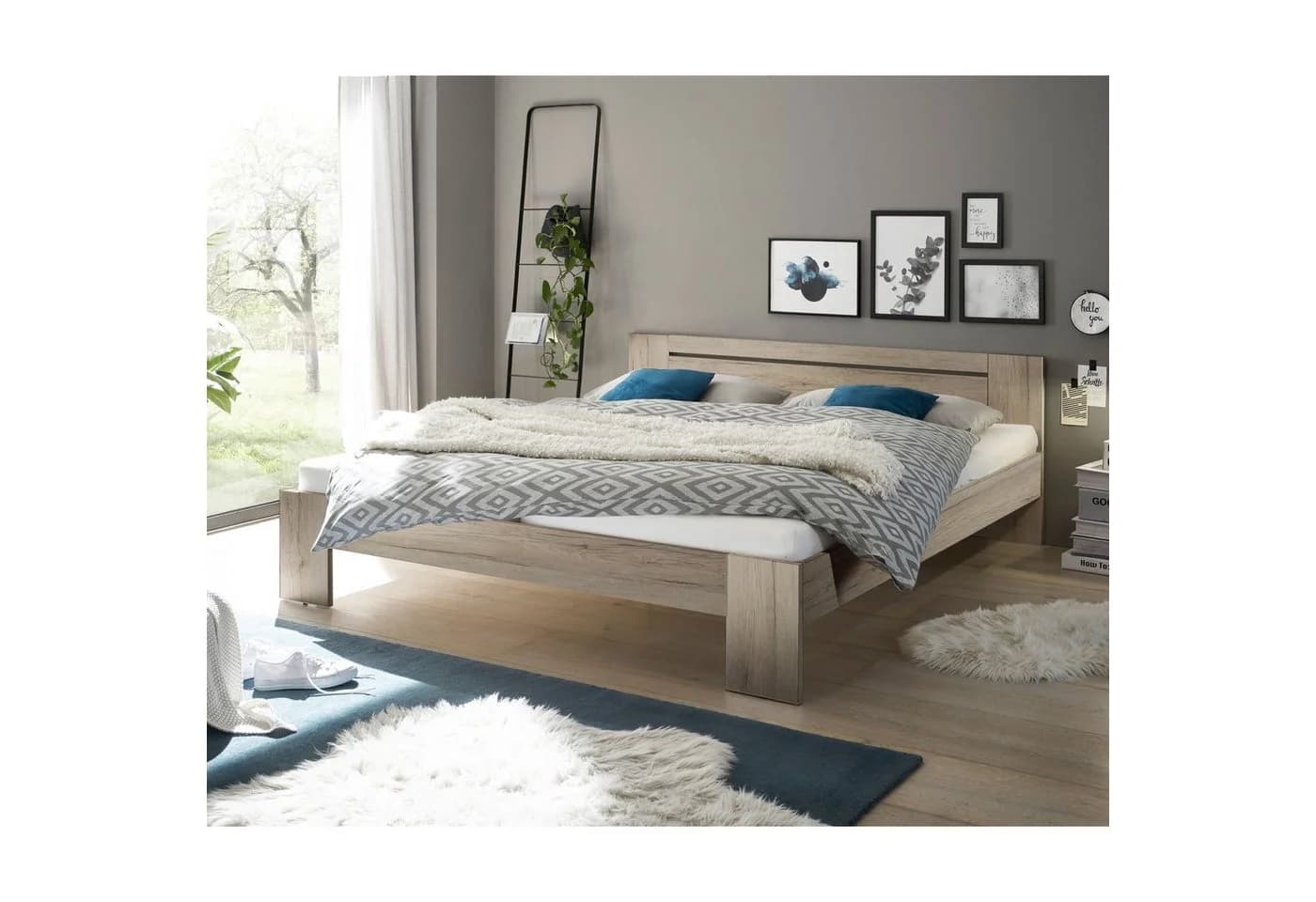 Pol-Power Bett Eiche San Remo hell 185x71x204 cm