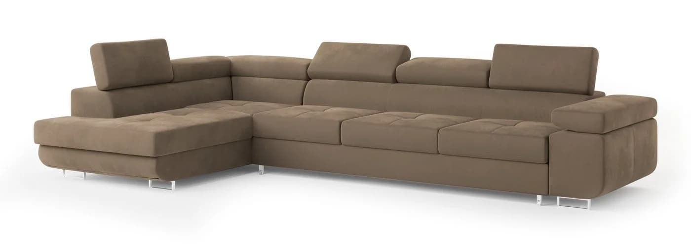 Masseno Ecksofa VICENTE L-Form Beige mit Schlaffunktion