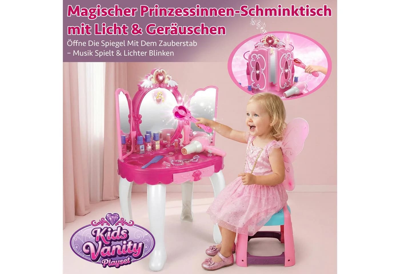 kinderplay Schminktisch Rosa Interaktiv mit Licht & MP3