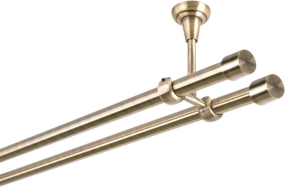 MDEKOR Gardinenstange 2-läufig Antik Gold 120cm