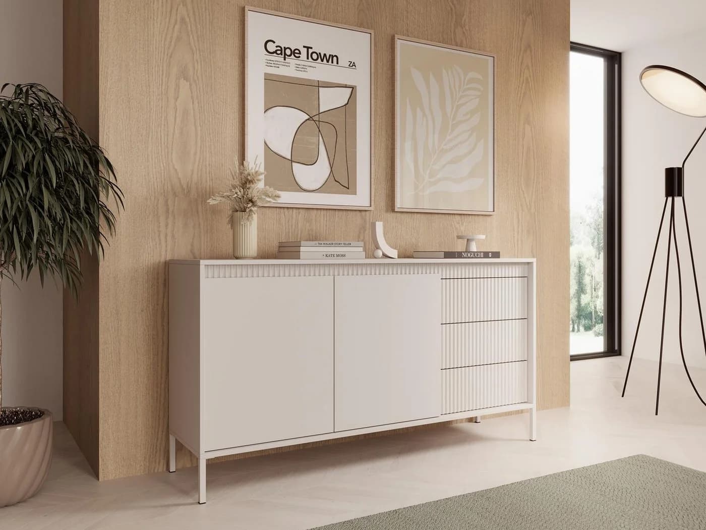 Compleo Kommode JULO Beige Zweitürig mit Schubkästen