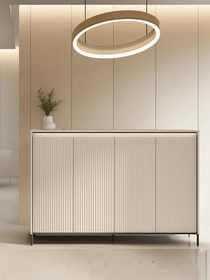 Compleo Garderoben-Set Kleiderschrank Beige mit Spiegel und Kommode FLORE