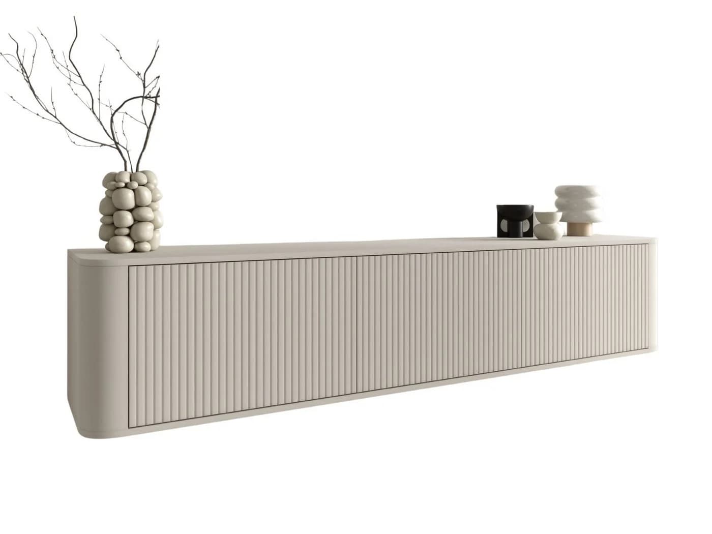 Compleo TV-Schrank Japandi Design Beige Push to open